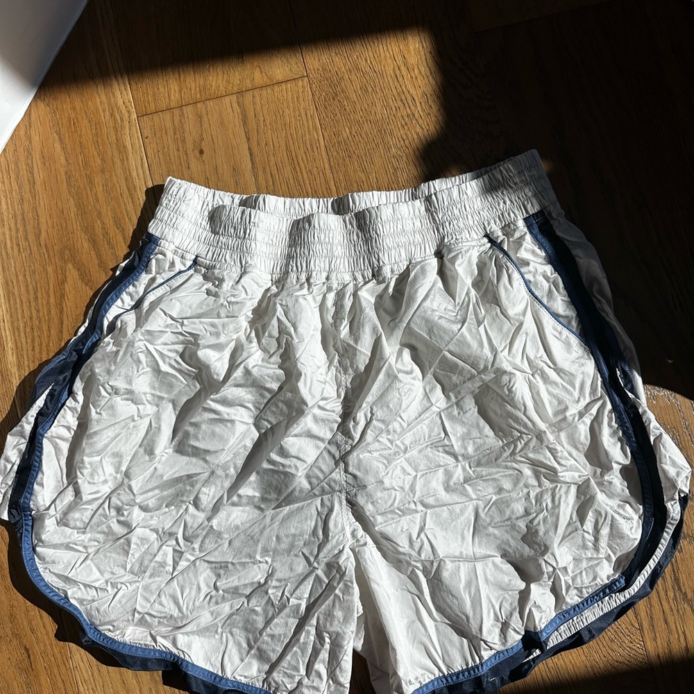 FP Movement by Free People White and Blue Athletic Shorts